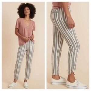 Marine Layer Striped Ankle Pants in Gray and White